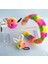 Yeni Trend Peluş Gökkuşağı Unicorn Renkli Geniş Taç 2li Tavşan Pon Pon Toka Set 1