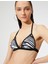 Üçgen Bikini Üstü Zebra Desenli Kaplı Boyundan Bağlamalı 1
