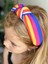 Yeni Trend Süngerli Düğümlü Renkli Çizgili Gökkuşağı Desen Taç Kadın Çocuk Tacı 2