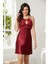 Saten Dantelli Gecelik ve Sabahlık Takımı 4375 Bordo 3