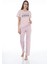 22120 Kadın Yazı Desenli Kısa Kollu Viskon Pijama Takımı 2