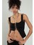SİYAH KADIN SPOR OMUZDAN ZİNCİRLİ KUŞ GÖZÜ ZİNCİR BAĞLAMALI KARE YAKA TRİKO ATLET BÜSTİYER CROP TOP 2