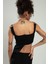 SİYAH KADIN SPOR OMUZDAN ZİNCİRLİ KUŞ GÖZÜ ZİNCİR BAĞLAMALI KARE YAKA TRİKO ATLET BÜSTİYER CROP TOP 5