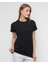 Kadın %100 Pamuklu Regular Fit Kısa Kollu Düz Renk Bisiklet Yaka Tişört 2
