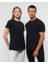Kadın-Erkek 2'li Paket %100 Pamuklu Regular Fit T-Shirt Örme Bisiklet Yaka 2'li Siyah Tişört 5