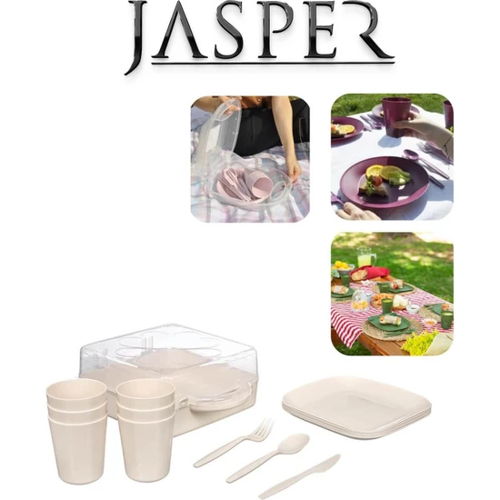Jasper JPR-3417 32 Parça 6 Kişilik Piknik Seti Krem