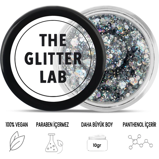 The Glitter Lab - Jel Formlu Parlak Glitter - Cool Silver ~10 gr