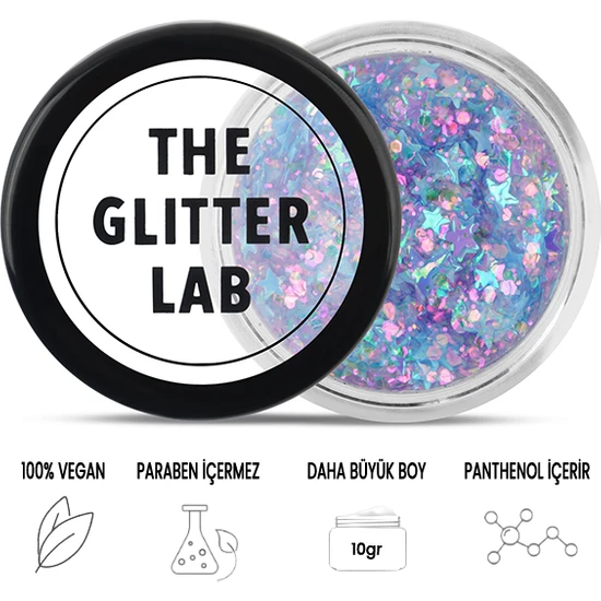 The Glitter Lab - Jel Formlu Parlak Glitter - Blue Stars ~10 gr