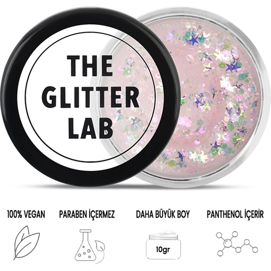 The Glitter Lab - Jel Formlu Parlak Glitter - White Stars ~10 gr