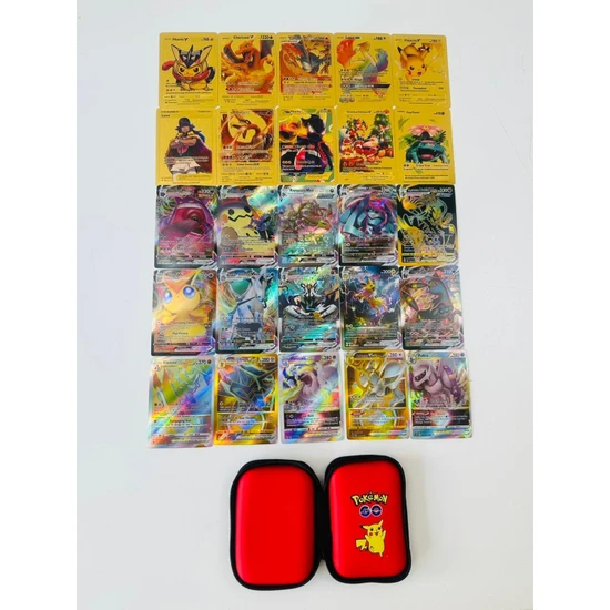 Abetto Market Pokemon Özel Seri V-Star,v-Max & Gold Kart Seri Bir Arada 25 Adet Kart ve Taşıma Çantası
