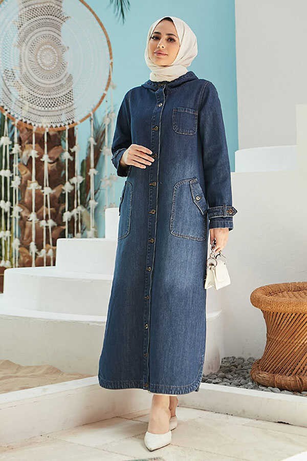 Neways 6329-KAPŞONLU Denim Kap Koyu Mavi