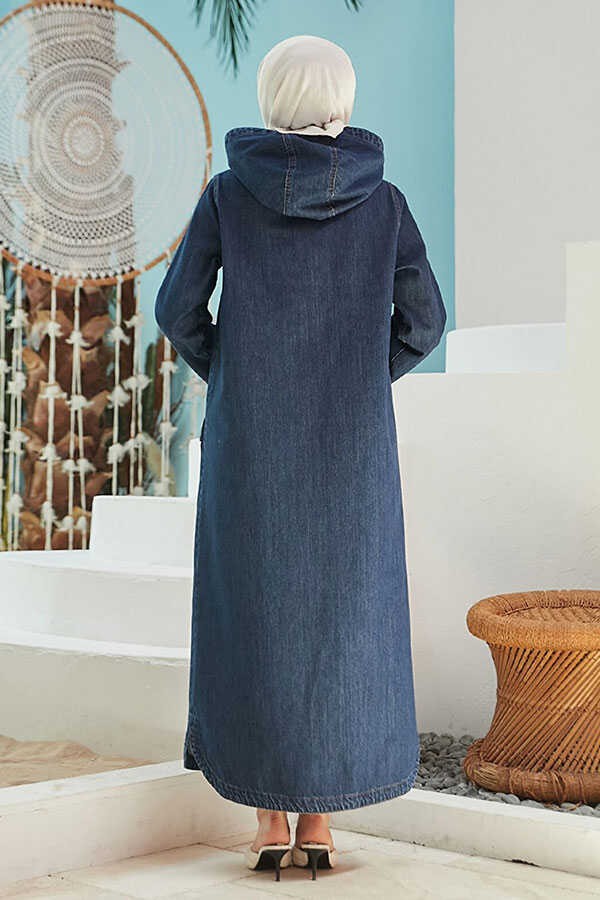 Neways 6329-KAPŞONLU Denim Kap Koyu Mavi görsel 4