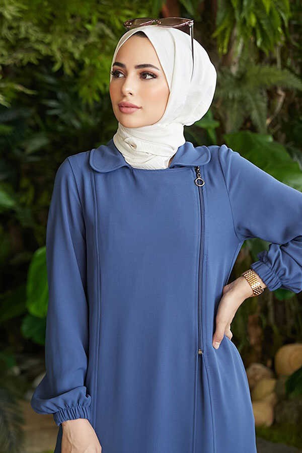 Neways 6541-KREP Yan Fermuarlı Ferace Indigo görsel 3