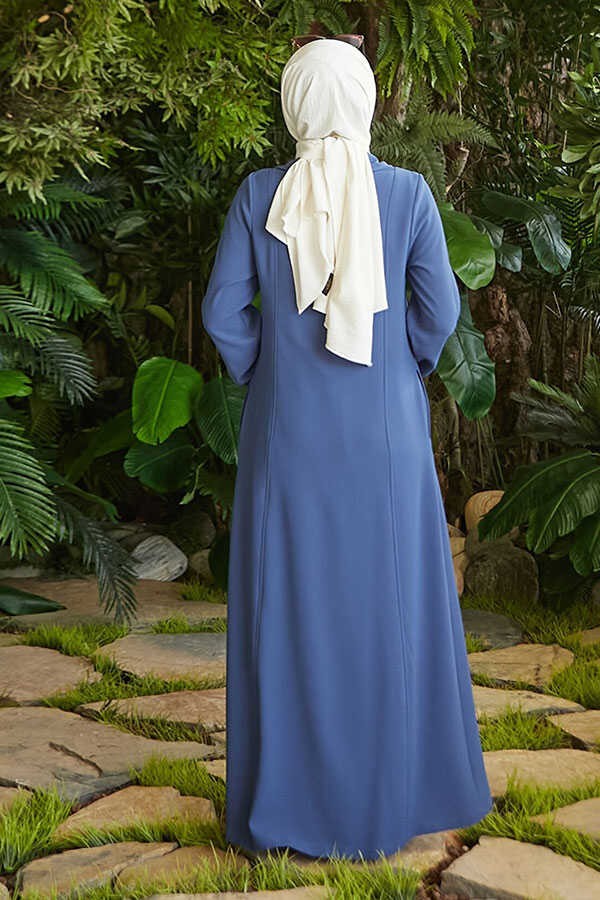 Neways 6541-KREP Yan Fermuarlı Ferace Indigo görsel 4