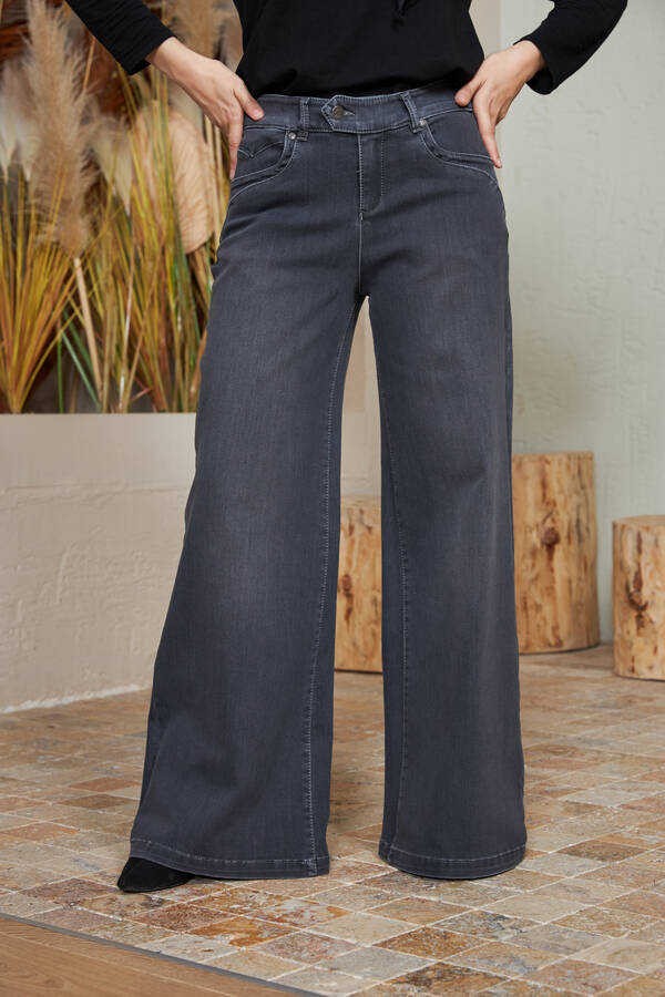 Neways Koyu Gri Denim Paça Pantolon Kadın 46 Beden Şık ve Rahat Tasarım görsel 3