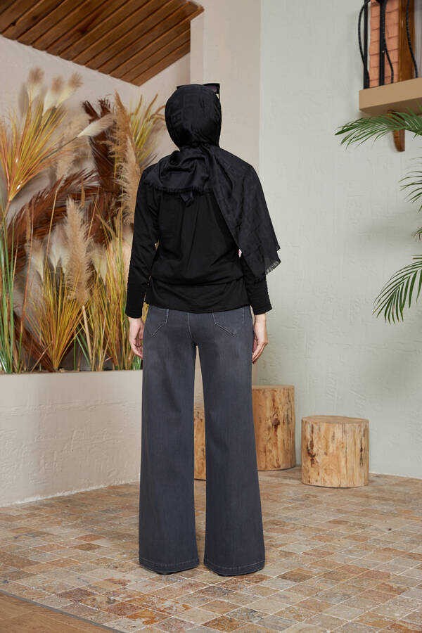 Neways Koyu Gri Denim Paça Pantolon Kadın 46 Beden Şık ve Rahat Tasarım görsel 4