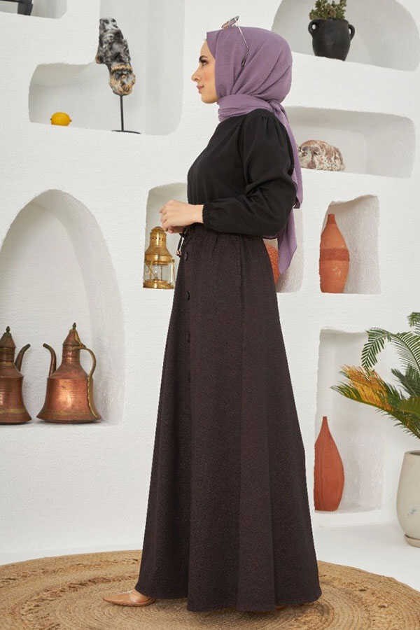 Neways 2215-MEVLANA Düğmeli Etek Mürdüm görsel 2