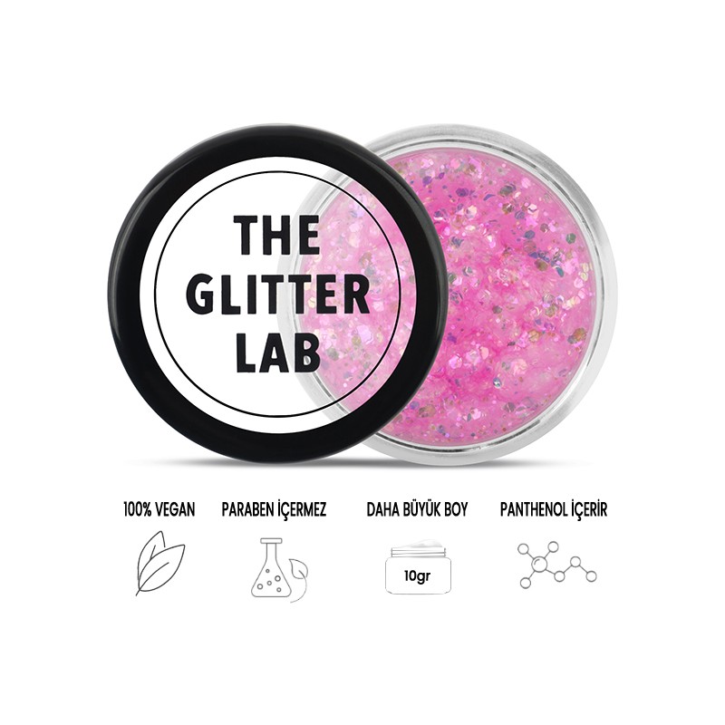 The Glitter Lab - Flamingo Pink- Jel Formlu Parlak Glitter ~10 gr