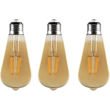Begüsa 3 Adet Rustik LED Ampul 4W Sarı Armut