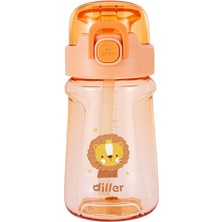 Diller 550 ml Pipetli ve Askılı Turuncu Kız ve Erkek Çocuk Matarası