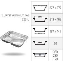 Yalova Ambalaj Alüminyum 3 Gözlü Kase Kap Kapaksızı ( 100 Adet )