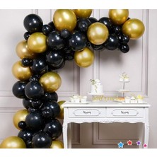 Eğlence Marketi Balon Zinciri - Gold Siyah 100 Adet