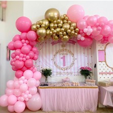 Eğlence Marketi Krom Gold Pembe Fuşya Balon Zinciri 100 Adet