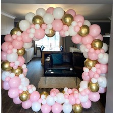 Eğlence Marketi Pembe Beyaz Gold Krom Balon Zinciri 100 Adet
