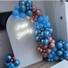 Eğlence Marketi Krom Rose Gold Mavi ve Makaron Mavi Balon Zinciri 100 Adet