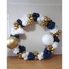 Eğlence Marketi Krom Gold Gece Mavisi ve Beyaz Balon Zinciri 100 Adet