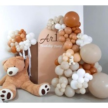 Eğlence Marketi Pastel Karamel Çöl Kumu Taş ve Beyaz Balon Zinciri 100 Adet