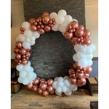 Eğlence Marketi Krom Rose Gold ve Beyaz Balon Zinciri 100 Adet