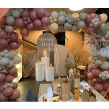 Eğlence Marketi Retro Toz Pembe Taş Rengi ve Sütlü Kahve Balon Zinciri 100 Adet