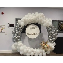 Eğlence Marketi Krom Gümüş ve Pastel Beyaz Balon Zinciri 100 Adet