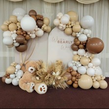 Eğlence Marketi Pastel Karamel Sütlü Kahve ve Beyaz Balon Zinciri 100 Adet