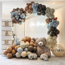Eğlence Marketi Pastel Kahverengi ve Fırtına Mavisi Balon Zinciri 100 Adet 6-12 İnç Ebatlar