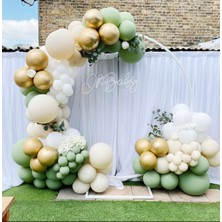 Eğlence Marketi Krom Gold Küf Yeşili Sütlü Kahve ve Beyaz Balon Zinciri 100 Adet