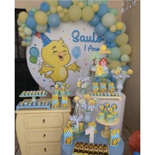 Eğlence Marketi Makaron Sarı Mint Yeşili ve Mavi Balon Zinciri 100 Adet