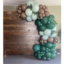 Eğlence Marketi Pastel Koyu Yeşil Çikolata Kahve ve Mint Yeşili Balon Zinciri 100 Adet