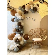 Eğlence Marketi Pastel Çikolata Kahve Sütlü Kahve Gri ve Beyaz Balon Zinciri 100 Adet