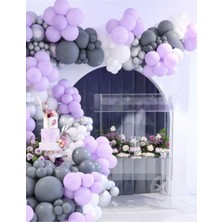 Eğlence Marketi Pastel Lila Gri Tonlarda Balon Zinciri 100 Adet