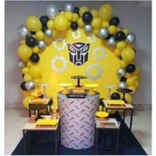 Eğlence Marketi Sarı Siyah Gümüş Balon Konsept Balon ve Balon Zinciri Konsept 124