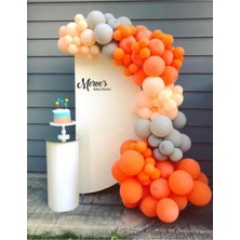 Eğlence Marketi Pastel Turuncu Gri ve Somon Balon Zinciri 100 Adet