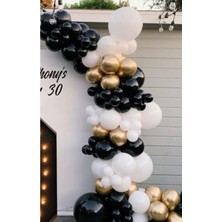 Eğlence Marketi Siyah Beyaz Krom Gold Balon Zinciri