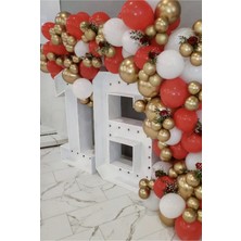 Eğlence Marketi Krom Gold Pastel Kırmızı ve Beyaz Balon Zinciri 100 Adet