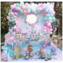 Eğlence Marketi Deniz Kızı Konsept Özel Gün Parti Süslemeleri Balon Set ve Balon Zinciri 32