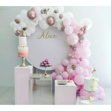 Eğlence Marketi Pembe Beyaz Rose Krom Balon Zinciri