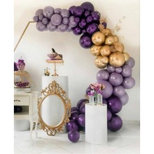 Eğlence Marketi Krom Gold Metalik Lila ve Mor Balon Zinciri 100 Adet