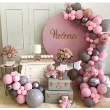 Eğlence Marketi Pastel Gri ve Makaron Pembe Balon Zinciri 100 Adet
