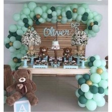 Eğlence Marketi Özel Gün Konsept Mint Yeşil Koyu Yeşil Gold Balon Zincir